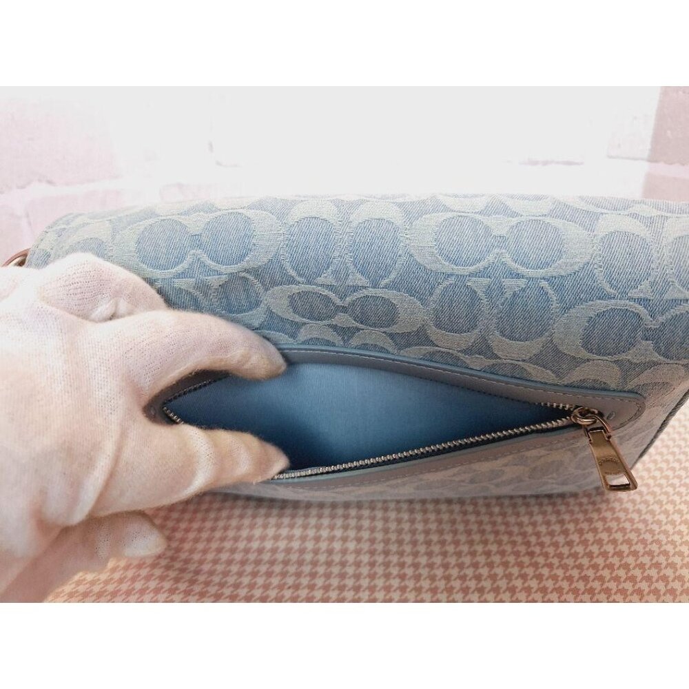 Coach CJ854 Soft Tabby Shoulder Bag Signature Denim Women's Handbag Blue Outlet - Picture 7 of 13